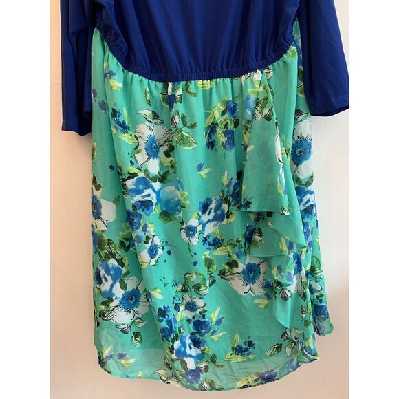 IGIGI by Yuliza Raquel Maxi Dress Floral Blue Green V Neck 30/32 Long Fringe - Picture 2 of 13